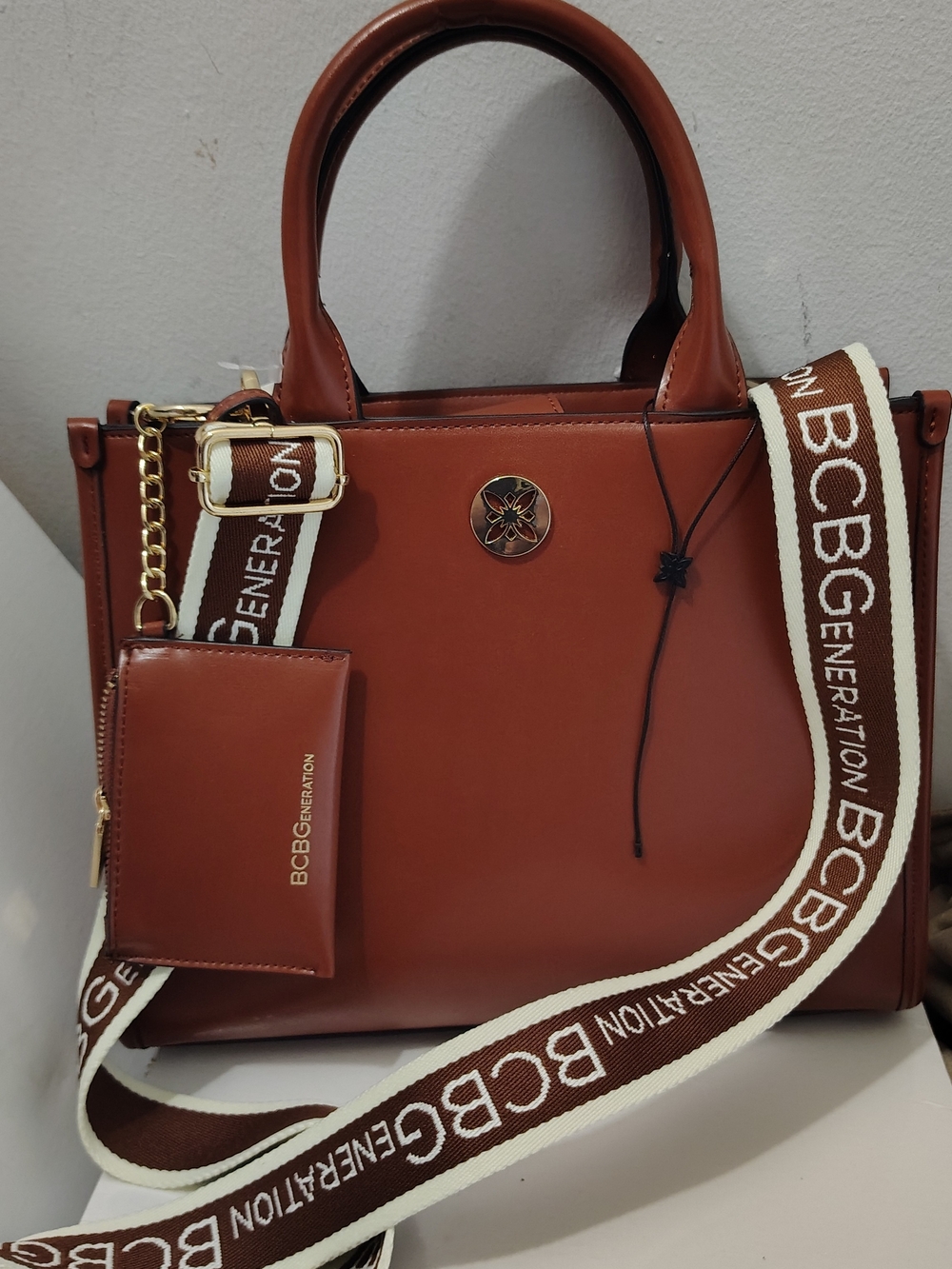 BCBGeneration Women’s Brown Tote Bag with Detachable Strap